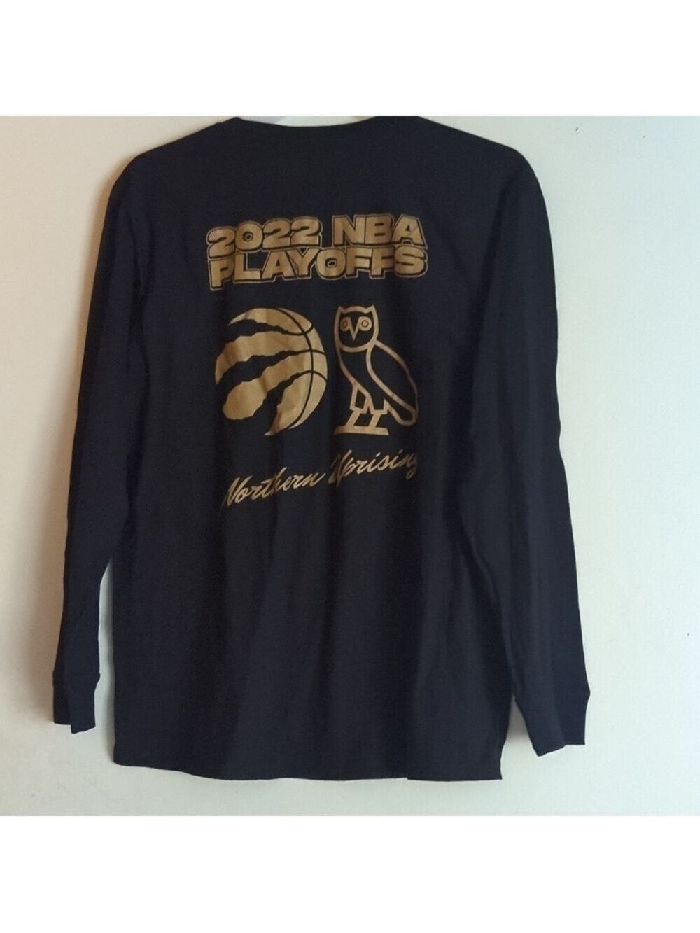 OVO Drake X Raptors 2022 Playoffs Official T Shirt Long Sleeve Black Gold - Picture 5 of 6